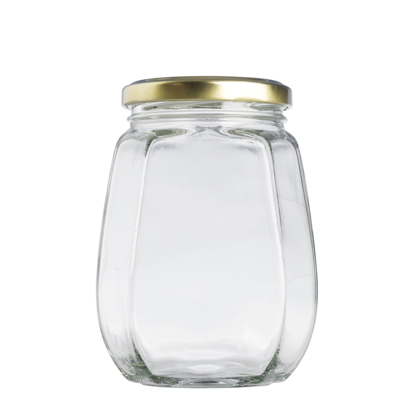 385ml Facetted Jar & 63mm Gold Twist