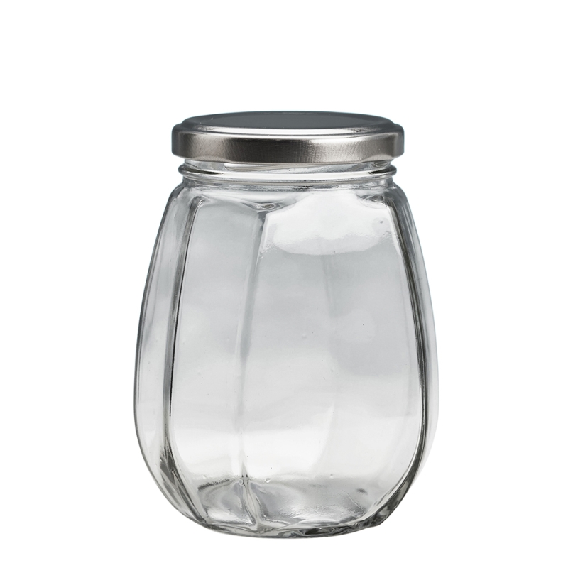 385ml Facetted Jar & 63mm Silver Twist