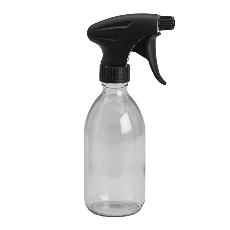 300ml Clear Syrup Btl & 28mm Black Trigger Spray