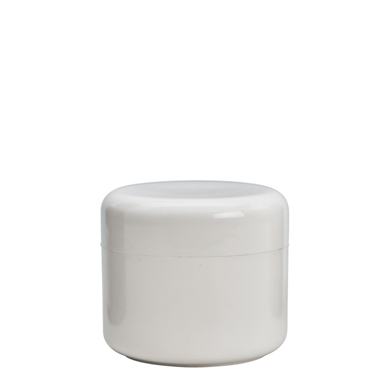100g White Plastic Cos Pot & White Lid