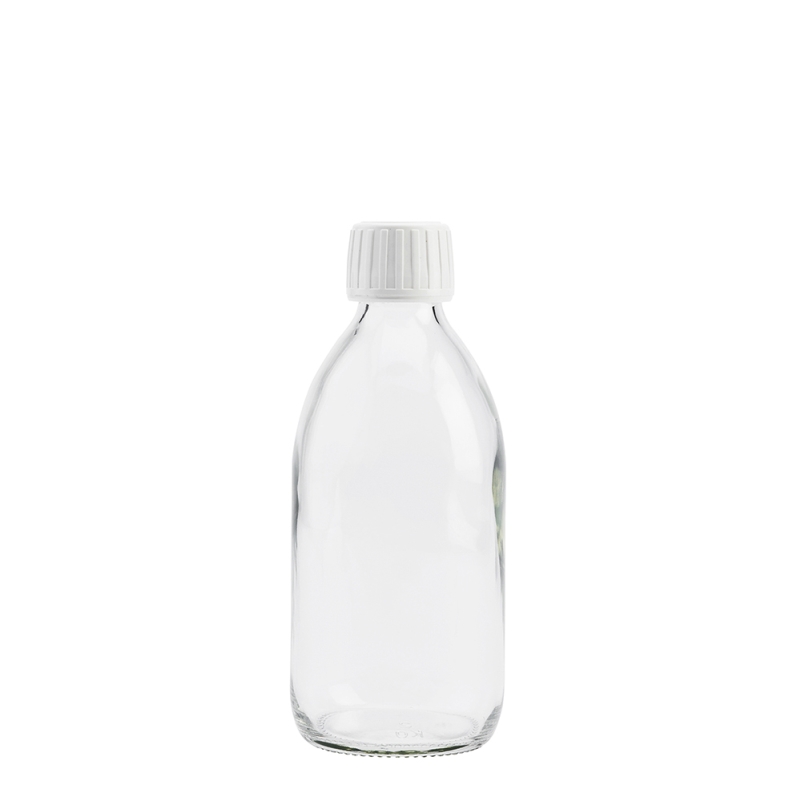 300ml Clear Syrup Btl & 28mm White Deep T/T