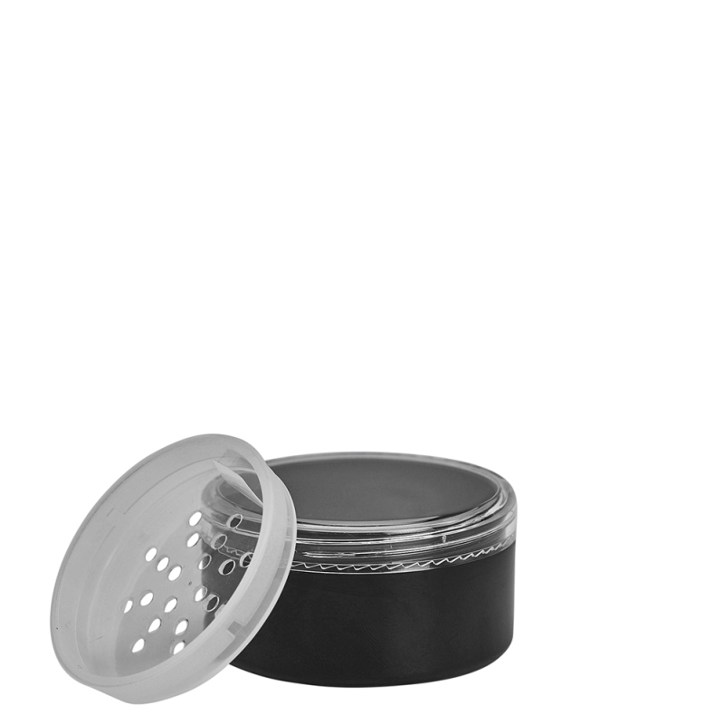 30g Black Plastic Cos Pot & Clear Lid & Sifter