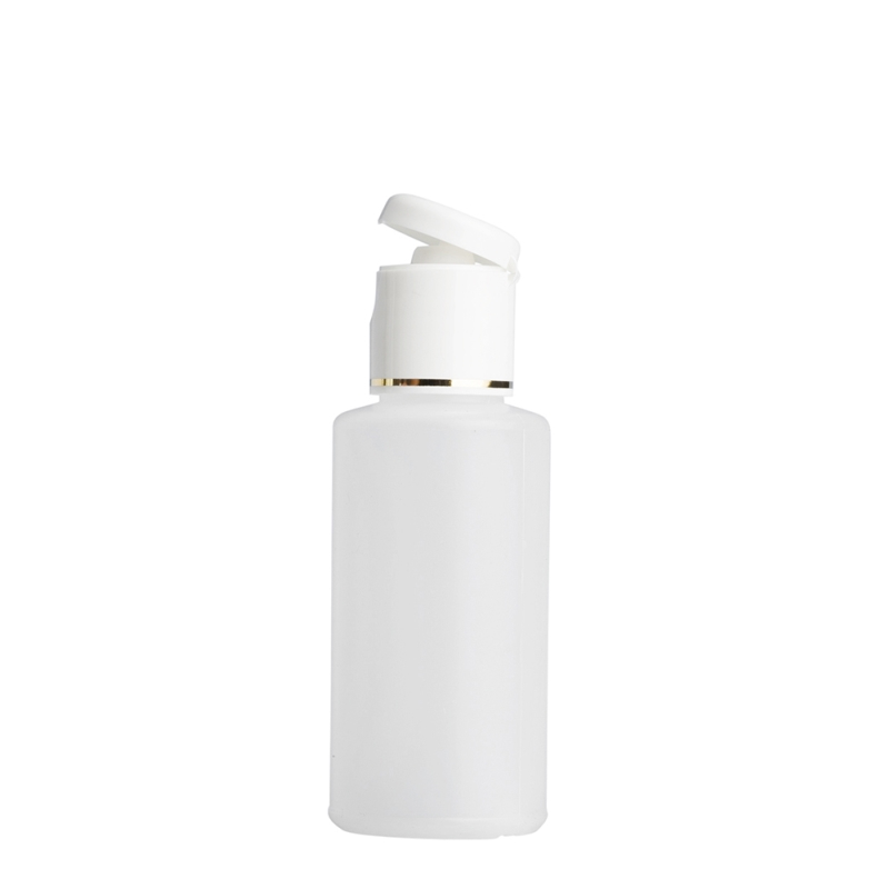 50ml Natural Plastic Btl & 20mm White/Gold Band Flip Top