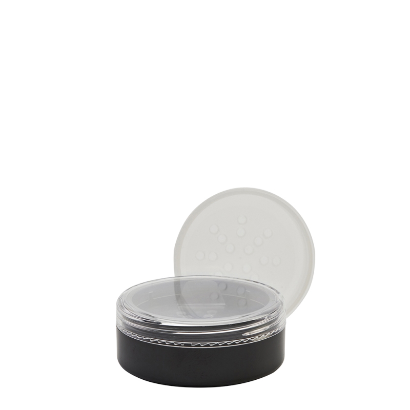 20g Black Plastic Cos Pot & Clear Lid & Sifter
