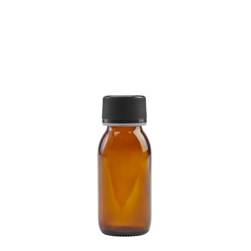 50ml Amber Syrup Btl & 28mm Black Nera T/T