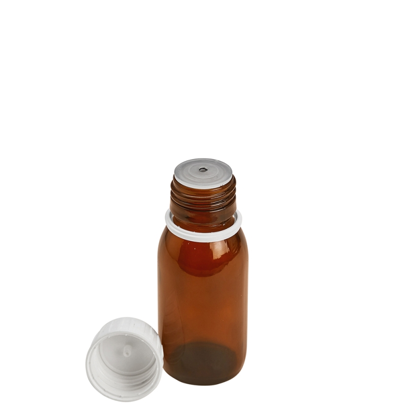 50ml Amber Syrup Btl & 28mm White Drip T/T