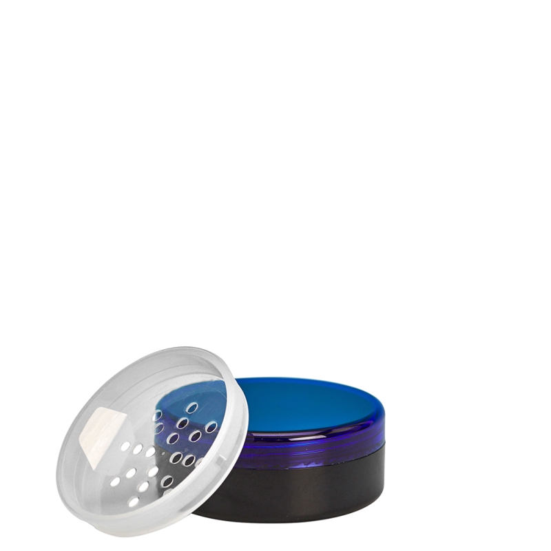 20g Black Plastic Cos Pot & Blue Lid & Sifter