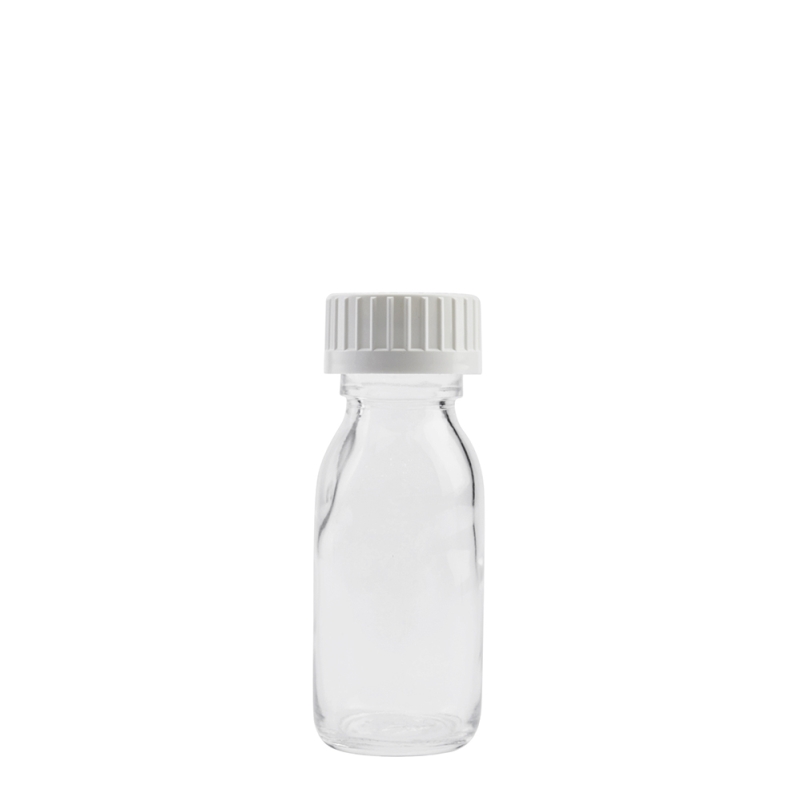 50ml Clear Syrup Btl & 28mm White C/Resistant