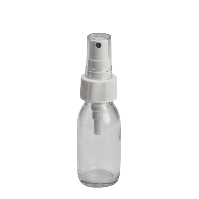 50ml Clear Syrup Btl & 28mm White Ribbed Mist