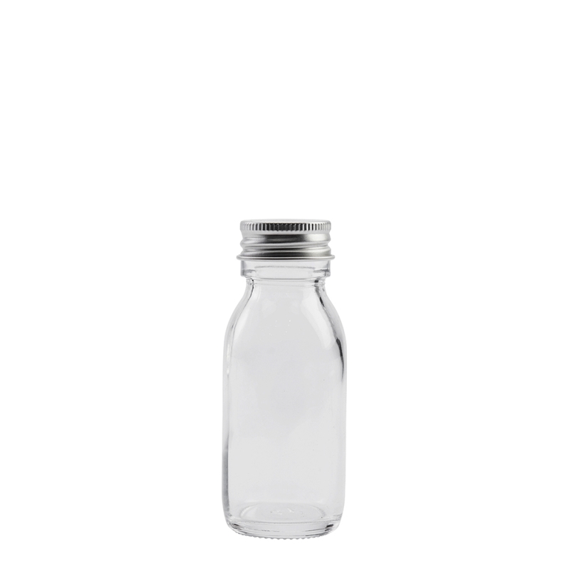 50ml Clear Syrup Btl & 28mm Alum Wad Cap