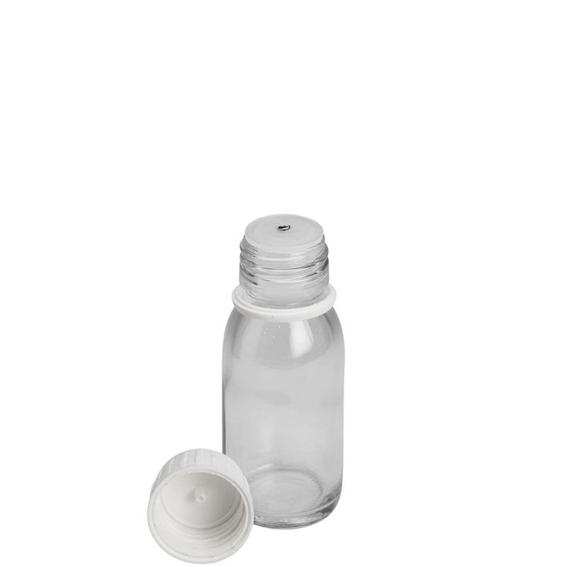 50ml Clear Syrup Btl & 28mm White Drip T/T