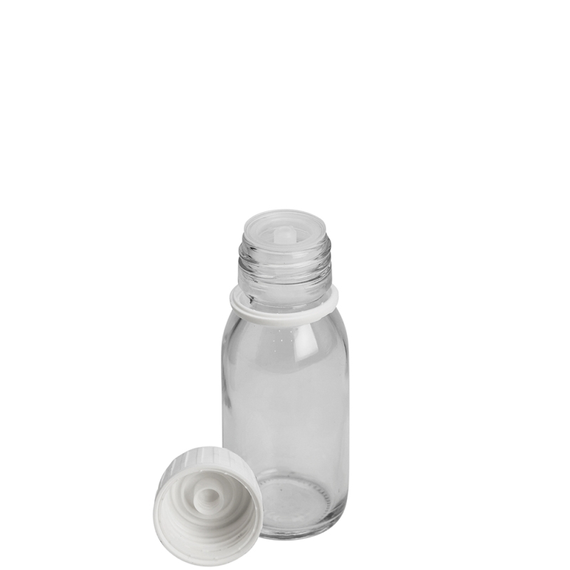 50ml Clear Syrup Btl & 28mm White Pourer T/T