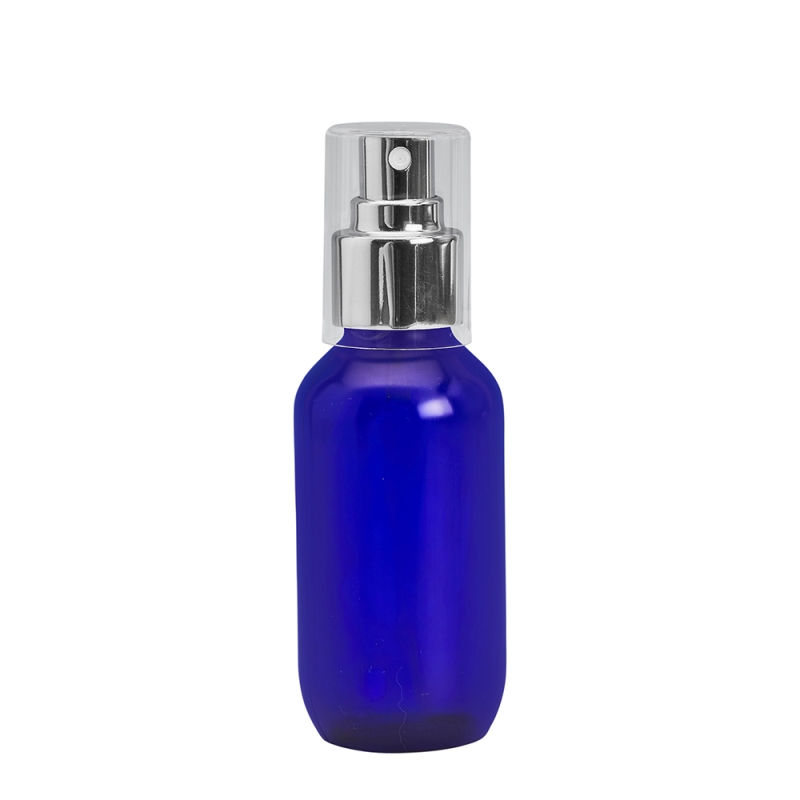 100ml Blue Prem Btl & 24mm Silver Cos Mist Clear O/C