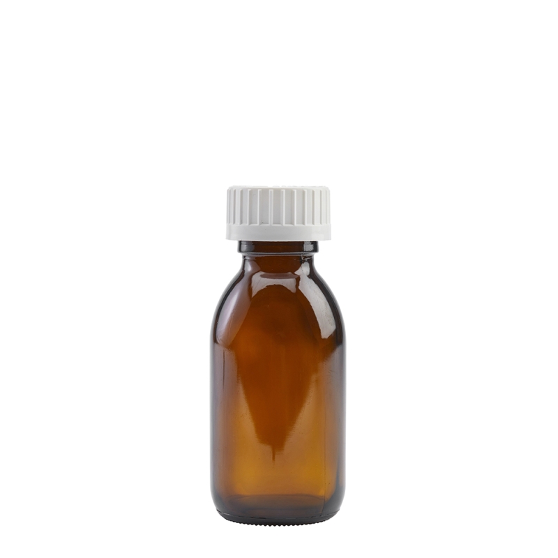 100ml Amber Syrup Btl & 28mm White C/Resistant