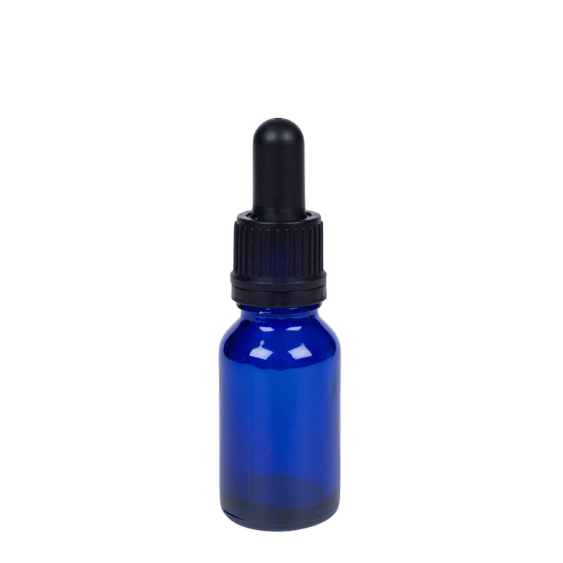 15ml Blue Drip Btl (China) & 18mm Black T/T Dropper