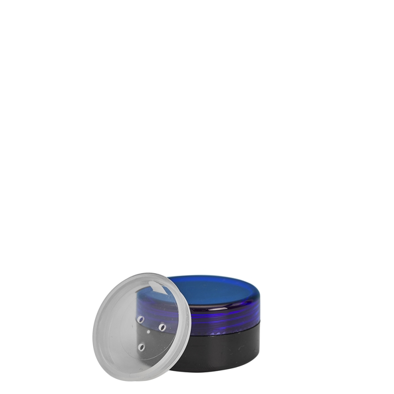 10g Black Plastic Cos Pot & Blue Lid & Sifter