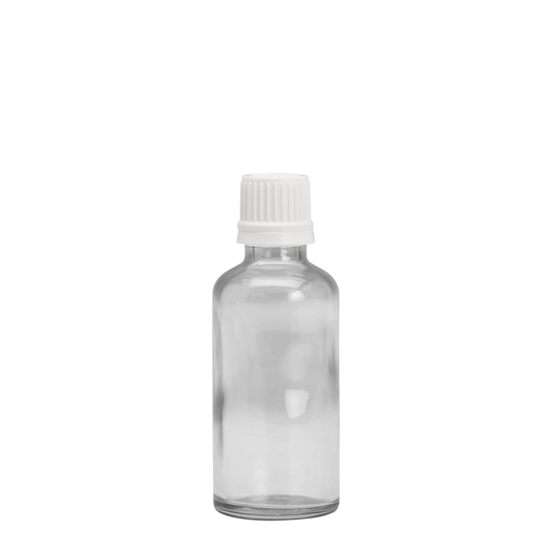 50ml Clear Drip Btl & 18mm White T/T