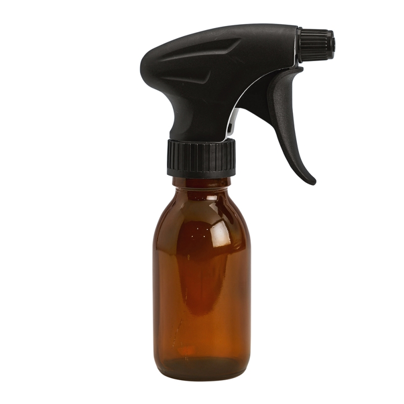 100ml Amber Syrup Btl & 28mm Black Trigger Spray