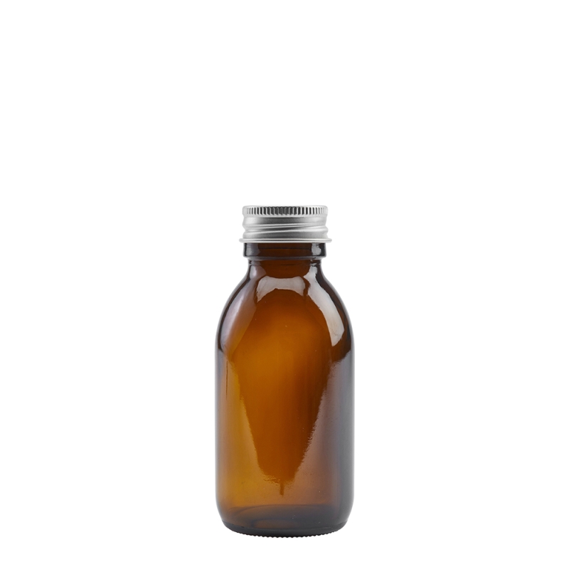 100ml Amber Syrup Btl & 28mm Alum Wad Cap