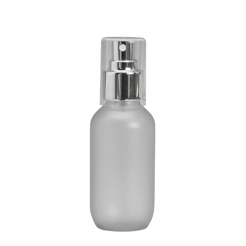100ml Frosted Prem Btl & 24mm Silver Cos Mist Clear O/C