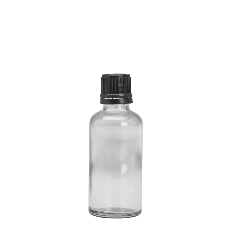 50ml Clear Drip Btl & 18mm Black T/T