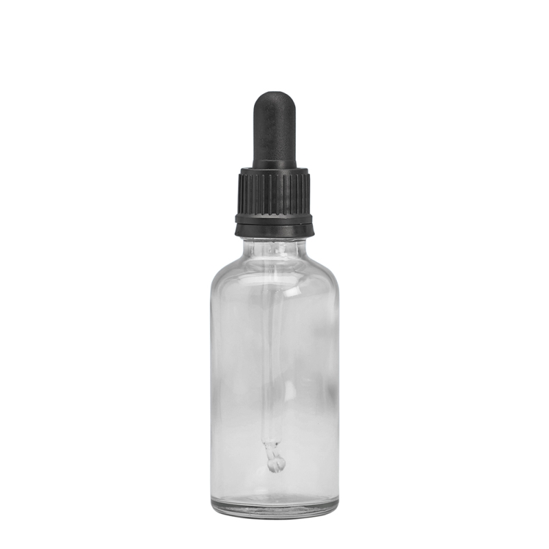 50ml Clear Drip Btl & 18mm Black Slim T/T Dropper