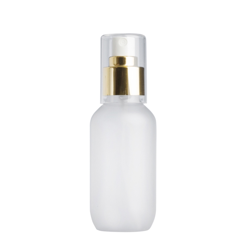 100ml Frosted Prem Btl & 24mm Gold/White Cos Mist