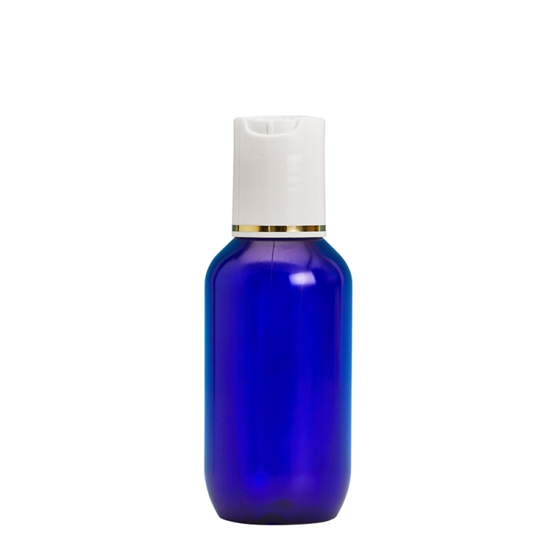 100ml Blue Prem Btl & 24mm White/Gold Band Disc Cap