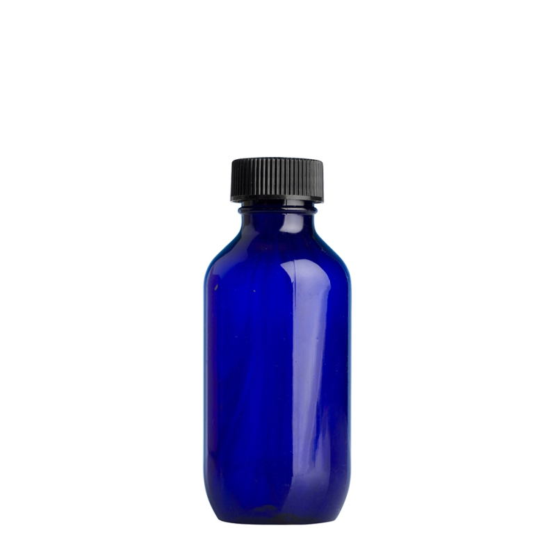 100ml Blue Prem Btl & 24mm Black Ribbed Polyring