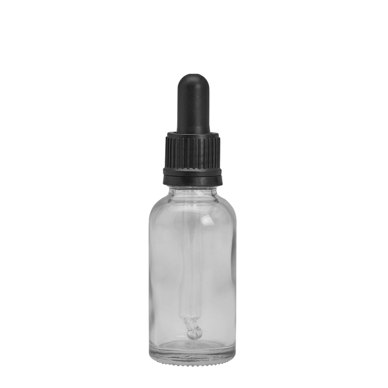 30ml Clear Drip Btl & 18mm Black T/T Dropper