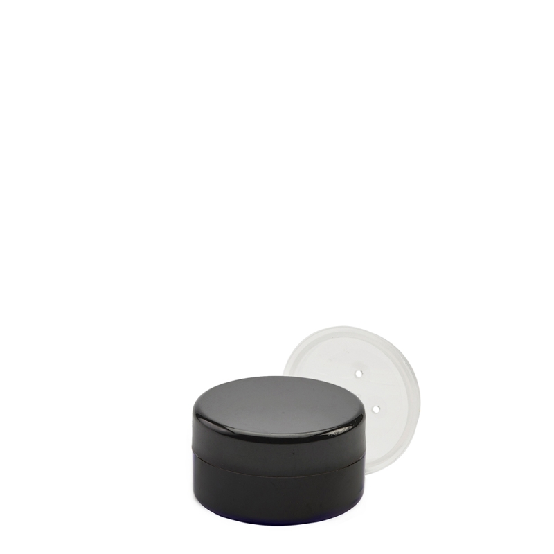 10g Black Plastic Cos Pot & Black Lid & Sifter