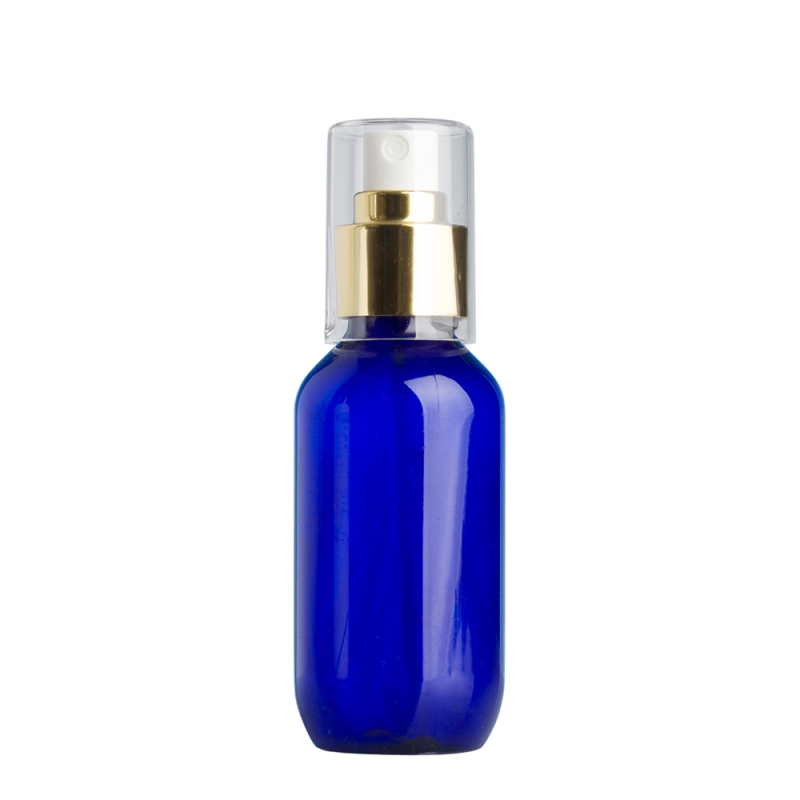 100ml Blue Prem Btl & 24mm Gold/White Cos Mist