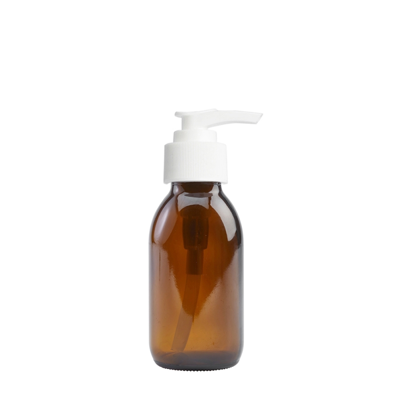 100ml Amber Syrup Btl & 28mm White Ribbed Lotion