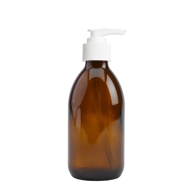 250ml Amber Syrup Btl & 28mm White Ribbed Lotion