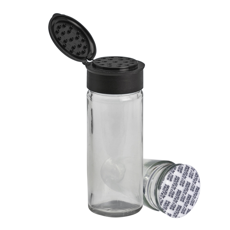 100ml Spice Glass Jar & 41mm Black Sprinkler Top (with seal)