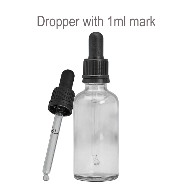 50ml Clear Drip Btl & 18mm Black T/T Dropper 1ML