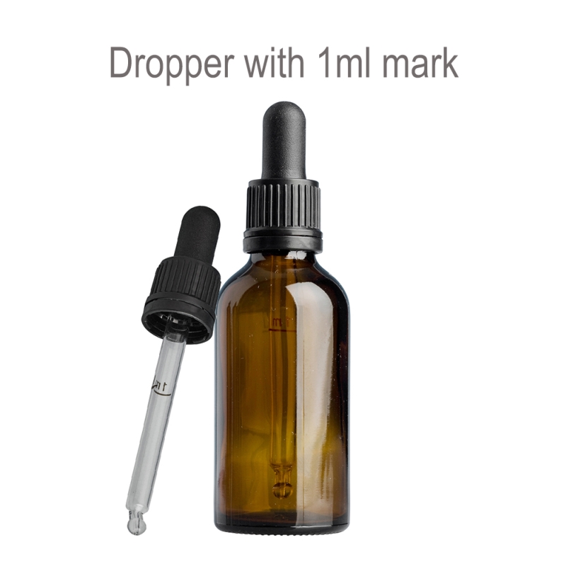 50ml Amber Drip Btl & 18mm Black T/T Dropper 1ML