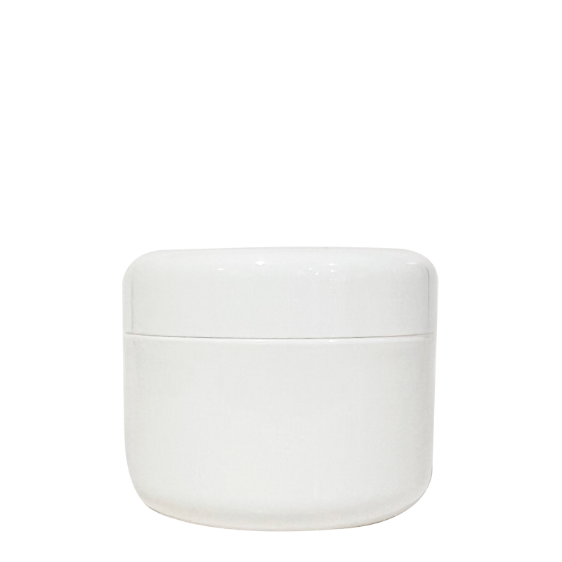 250g White Plastic Cos Pot & White Lid