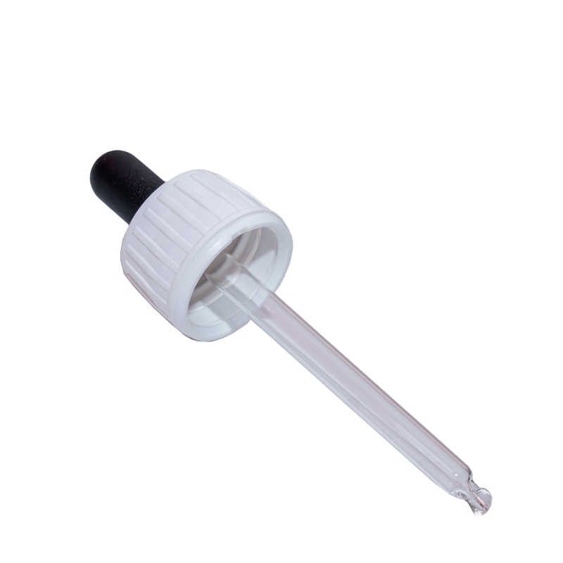 28mm White Cap with Black Teat Dropper (for 100ml Syrup Btl)