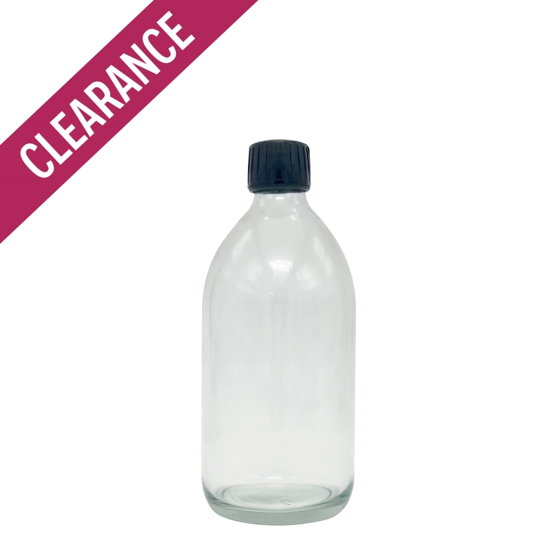 500ml Clear Syrup Btl (Alternative) & 28mm Black Deep T/T