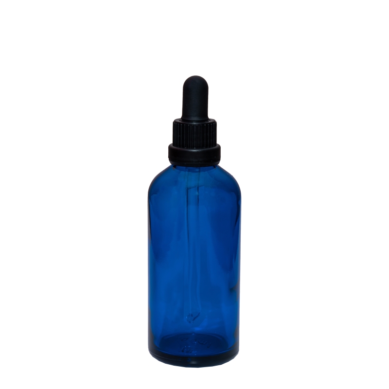 100ml Blue Drip Btl (China) & 18mm Blk T/T Dropper (oviii)