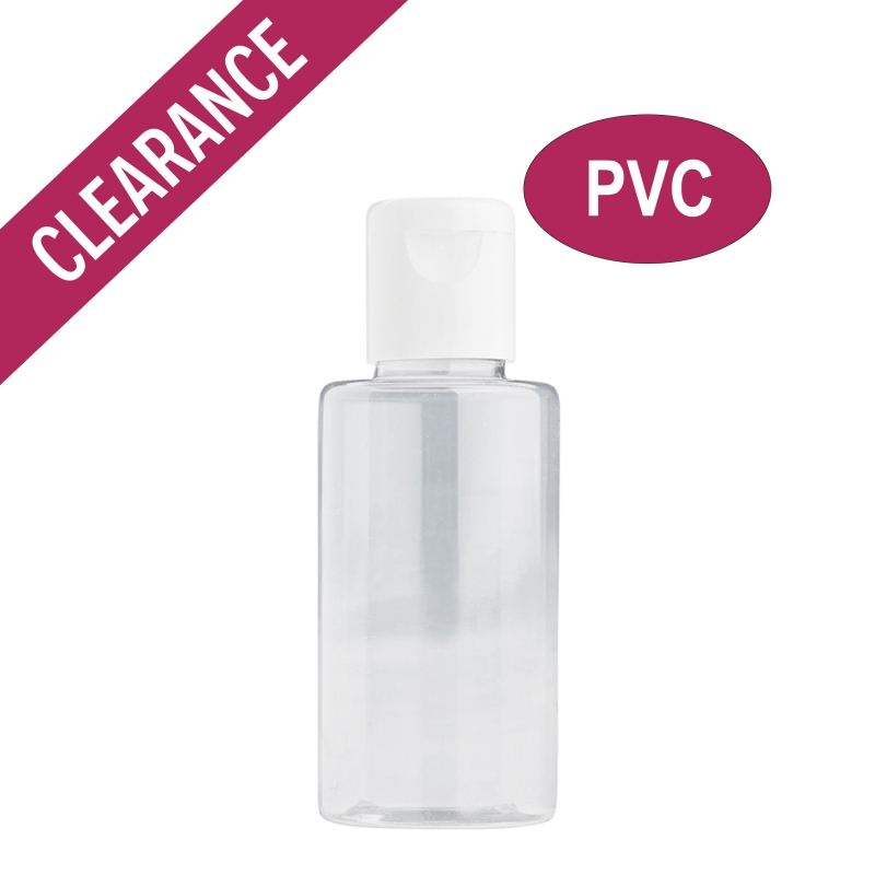 60ml Clear Prem PVC Btl & 20mm White Flip Top