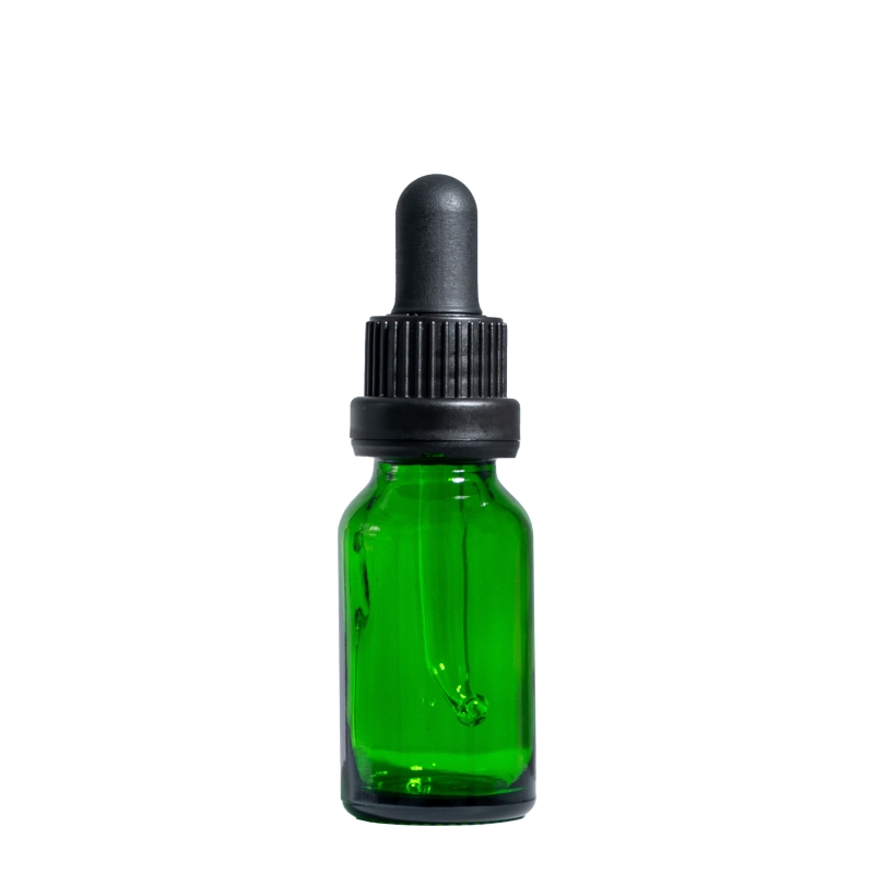 15ml Green Drip Btl & 18mm Black T/T Dropper (oviii)