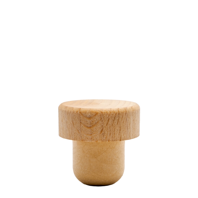 22.5mm Synthetic Cork with Wooden Flat Top
