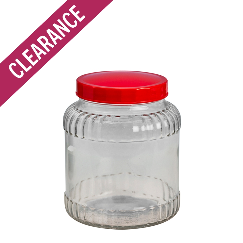 2 Litre Storage Jar & Red Plastic Screw Cap